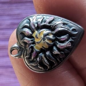 Antique sterling silver puffed heart charm